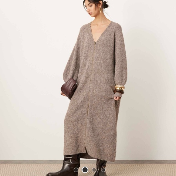 ASOS Elegant Brown Knit Dress - Picture 2 of 4